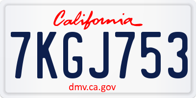 CA license plate 7KGJ753