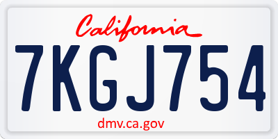 CA license plate 7KGJ754