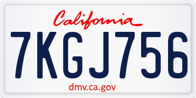CA license plate 7KGJ756