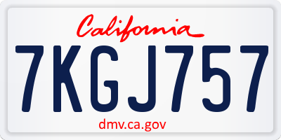 CA license plate 7KGJ757