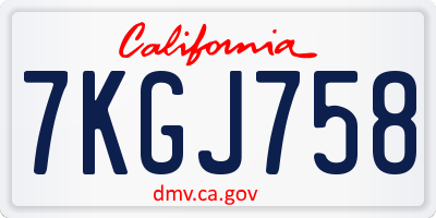 CA license plate 7KGJ758