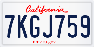 CA license plate 7KGJ759