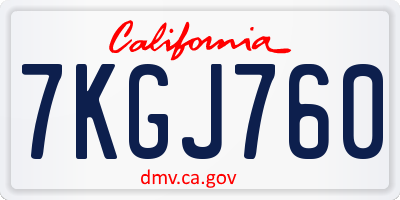 CA license plate 7KGJ760