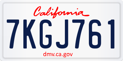 CA license plate 7KGJ761