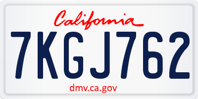 CA license plate 7KGJ762