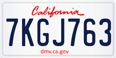 CA license plate 7KGJ763