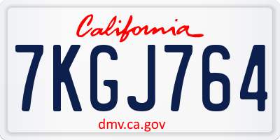 CA license plate 7KGJ764