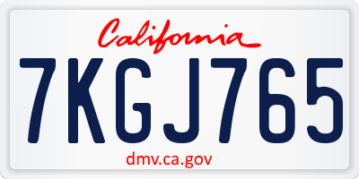 CA license plate 7KGJ765