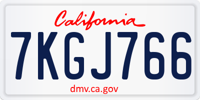 CA license plate 7KGJ766