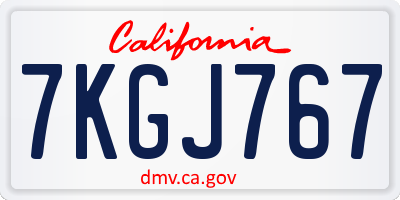 CA license plate 7KGJ767