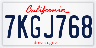 CA license plate 7KGJ768