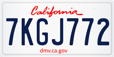 CA license plate 7KGJ772