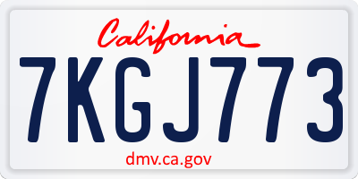 CA license plate 7KGJ773
