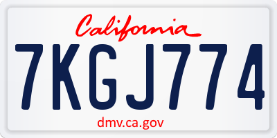 CA license plate 7KGJ774