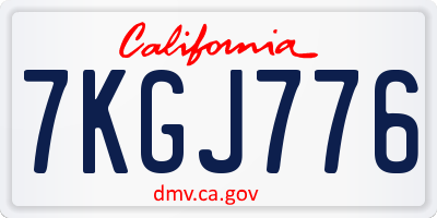 CA license plate 7KGJ776