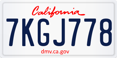 CA license plate 7KGJ778