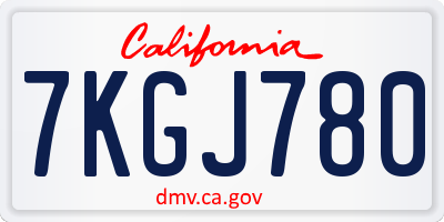 CA license plate 7KGJ780