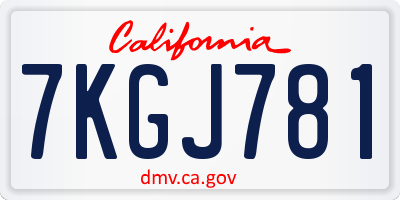 CA license plate 7KGJ781