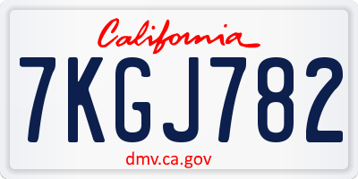 CA license plate 7KGJ782