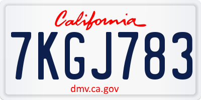 CA license plate 7KGJ783