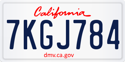 CA license plate 7KGJ784