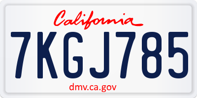 CA license plate 7KGJ785
