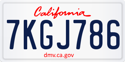 CA license plate 7KGJ786