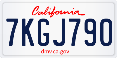 CA license plate 7KGJ790