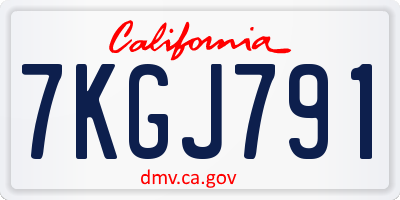 CA license plate 7KGJ791