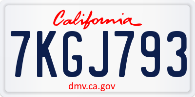 CA license plate 7KGJ793