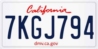 CA license plate 7KGJ794