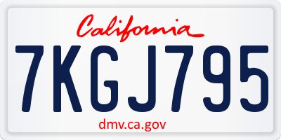 CA license plate 7KGJ795