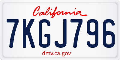 CA license plate 7KGJ796