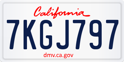 CA license plate 7KGJ797