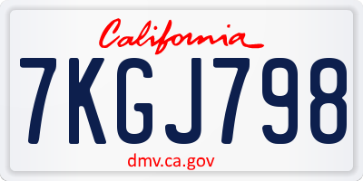 CA license plate 7KGJ798