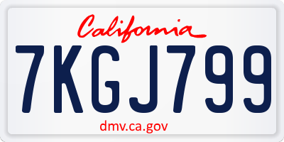 CA license plate 7KGJ799