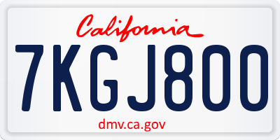 CA license plate 7KGJ800