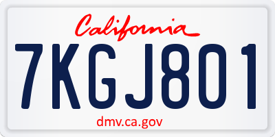 CA license plate 7KGJ801
