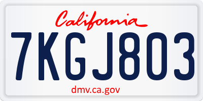CA license plate 7KGJ803