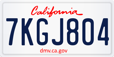 CA license plate 7KGJ804
