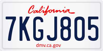 CA license plate 7KGJ805