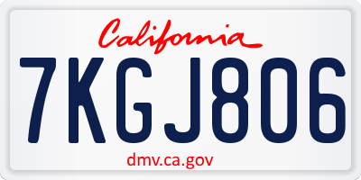 CA license plate 7KGJ806