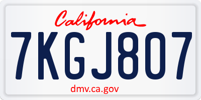 CA license plate 7KGJ807