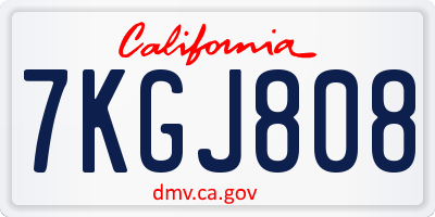 CA license plate 7KGJ808