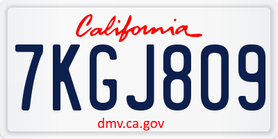 CA license plate 7KGJ809