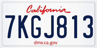 CA license plate 7KGJ813