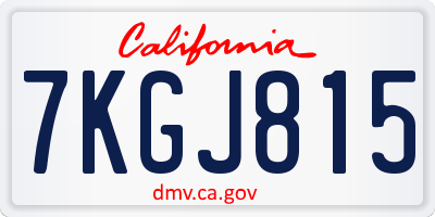 CA license plate 7KGJ815
