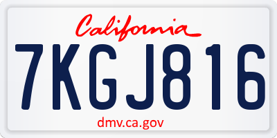 CA license plate 7KGJ816
