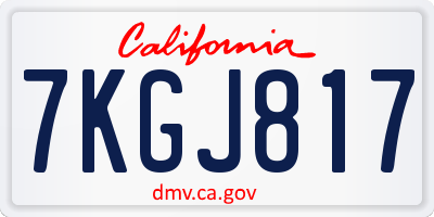 CA license plate 7KGJ817