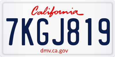 CA license plate 7KGJ819